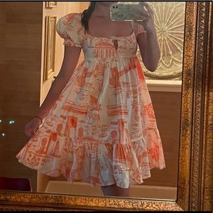 Pink and white mini dress